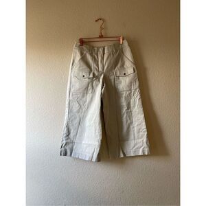 LL bean‎ signature tan khaki utility cropped wide leg pants size 2